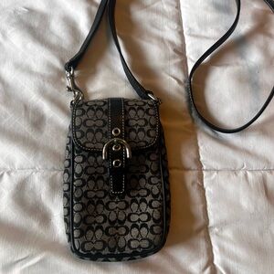 Coach Signature Black and Gray Crossbody Bag
